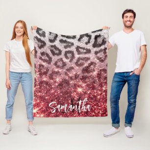 Rose Glitzer und Leopard Print Fleecedecke