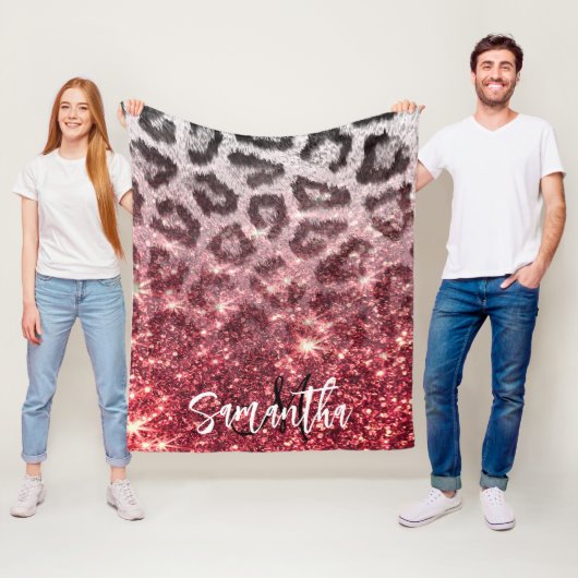 Rose Glitzer und Leopard Print Fleecedecke (Beispiel)