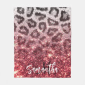 Rose Glitzer und Leopard Print Fleecedecke (Vorderseite)