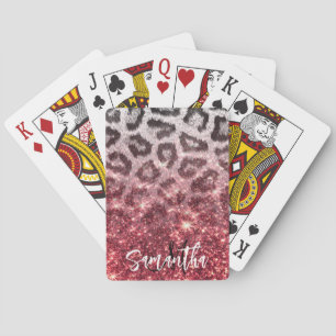 Rose Glitzer und Leopard Print Spielkarten
