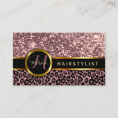 Rose Glitzer und Leopard Skin - Haarstylist Visitenkarte (Vorderseite)