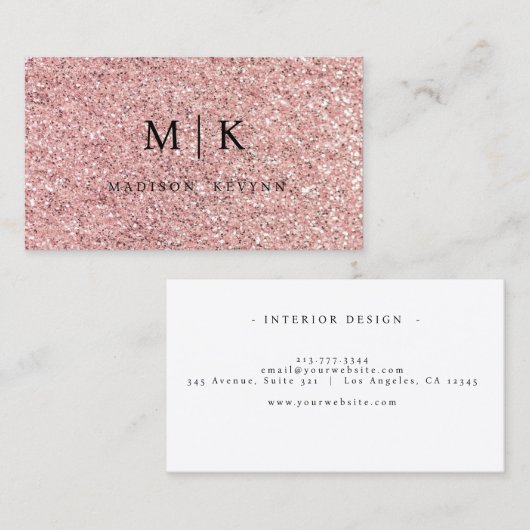 Rose Glitzer Visitenkarte (Vorne/Hinten)