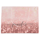 Rose Glitzer Wedding Bridal Gold Confetti Grosses  Große Geschenktüte (Vorderseite)