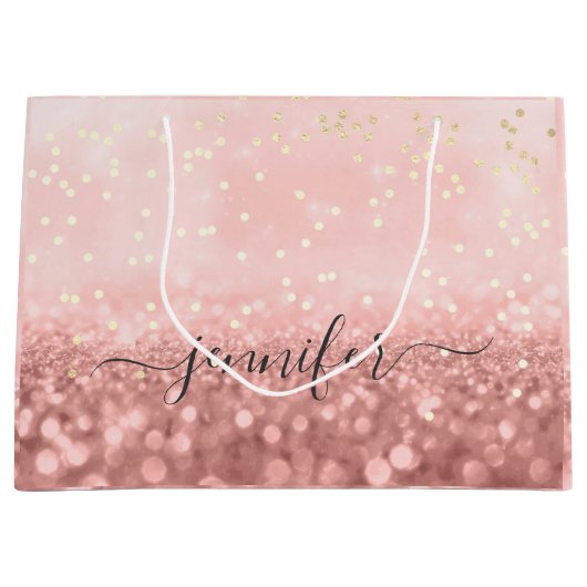 Rose Glitzer Wedding Bridal Gold Confetti Grosses  Große Geschenktüte (Vorderseite)