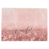 Rose Glitzer Wedding Bridal Gold Confetti Grosses  Große Geschenktüte (Rückseite)