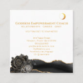 *~* Rose Goddess Black Gold Yoga Moon Quadratische Visitenkarte (Rückseite)