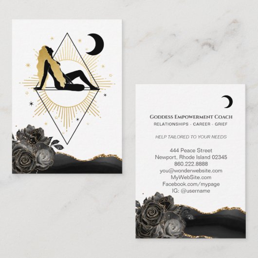 *~* Rose Goddess Black Gold Yogon Triangle Visitenkarte (Vorne/Hinten)