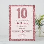Rose Gold 10. Geburtstag Einladung (Stehend Vorderseite)