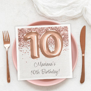 Rose Gold 10. Geburtstagsfeier Serviette