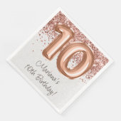 Rose Gold 10. Geburtstagsfeier Serviette (Ecke)