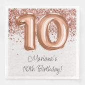Rose Gold 10. Geburtstagsfeier Serviette (Vorderseite)