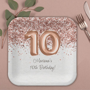 Rose Gold 10. Geburtstagsparty Pappteller