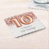 Rose Gold 10. Geburtstagsparty Untersetzer (angewinkelt)