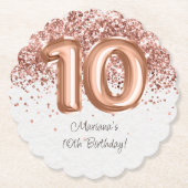 Rose Gold 10. Geburtstagsparty Untersetzer (Vorderseite)