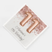 Rose Gold 11. Geburtstagsfeier Serviette (Ecke)