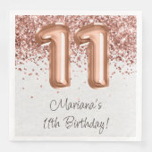 Rose Gold 11. Geburtstagsfeier Serviette (Vorderseite)