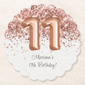 Rose Gold 11. Geburtstagsparty Untersetzer (Vorderseite)