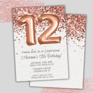 Rose Gold 12. Geburtstagsparty Einladung