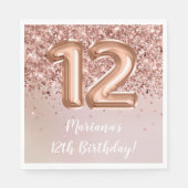 Rose Gold 12. Geburtstagsparty Serviette (Vorderseite)