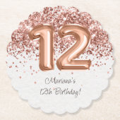 Rose Gold 12. Geburtstagsparty Untersetzer (Vorderseite)