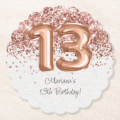Rose Gold 13. Geburtstagsfeier Untersetzer (Vorderseite)