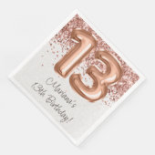 Rose Gold 13. Geburtstagsparty Serviette (Ecke)