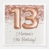 Rose Gold 13. Geburtstagsparty Serviette (Vorderseite)