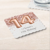 Rose Gold 14. Geburtstagsfeier Untersetzer (angewinkelt)