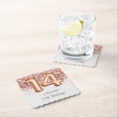 Rose Gold 14. Geburtstagsparty Untersetzer (Vor Ort)