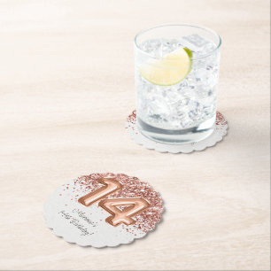 Rose Gold 14. Geburtstagsparty Untersetzer