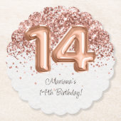 Rose Gold 14. Geburtstagsparty Untersetzer (Vorderseite)
