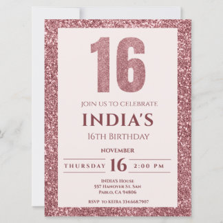 Rose Gold 16. Einladung