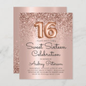 Rose Gold 16 . Geburtstag Einladung (Vorne/Hinten)