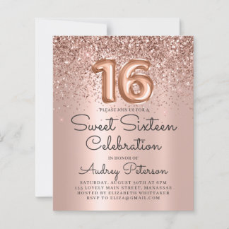 Rose Gold 16 . Geburtstag Einladung