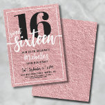 Rose Gold 16. Geburtstagsparty Einladung<br><div class="desc">Ein stilvolles und stilvolles "16 . Geburtstag"-Geburtstagsfest, das perfekt zum Feiern dieses Meilensteins mit Flair geeignet ist. Das schlanke Design ist mit einem goldenen Hintergrund aus Imitaten mit vergoldeter Rose und "Sweet 16" in fett gedruckter Serif- und Skriptkalligraphie sichtbar. Der Text verbindet moderne und Script-Schriftart in Schwarz und Weiß und...</div>