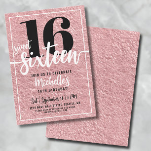 Rose Gold 16. Geburtstagsparty Einladung