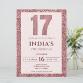 Rose Gold 17. Geburtstag Einladung (Stehend Vorderseite)