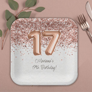 Rose Gold 17. Geburtstagsfeier Pappteller