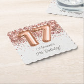 Rose Gold 17. Geburtstagsparty Untersetzer (angewinkelt)