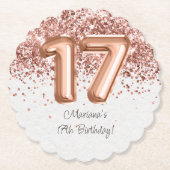 Rose Gold 17. Geburtstagsparty Untersetzer (Vorderseite)