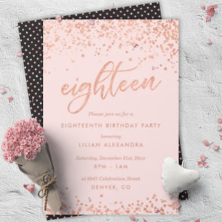 Rose Gold 18. Geburtstag Einladung | Imitate Foil