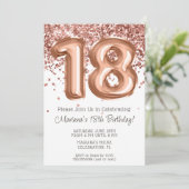 Rose Gold 18. Geburtstagsparty Einladung (Stehend Vorderseite)