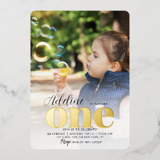 Rose Gold 1. Geburtstag Party 1 Foto Folieneinladung