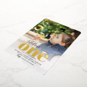 Rose Gold 1. Geburtstag Party 1 Foto Folieneinladung (Gedreht)