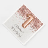Rose Gold 1. Geburtstag Party Serviette (Ecke)