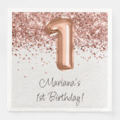 Rose Gold 1. Geburtstag Party Serviette (Vorderseite)