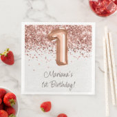 Rose Gold 1. Geburtstag Party Serviette (Beispiel)