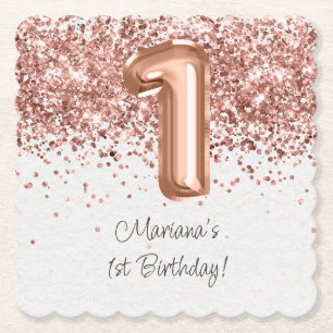 Rose Gold 1. Geburtstag Party Untersetzer