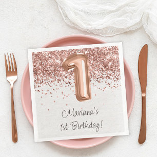 Rose Gold 1. Geburtstagsfeier Serviette
