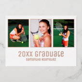 Rose Gold 2025 Graduate 3 Foto Graduation Party Folieneinladung (Vorderseite)